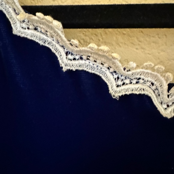 Vintage Gunne Sax by Jessica McClintock Blue Velvet with Lace Size 5 - Picture 5 of 6